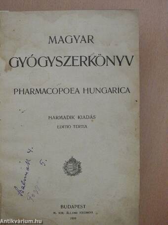 Magyar Gyógyszerkönyv/Pharmacopoea Hungarica