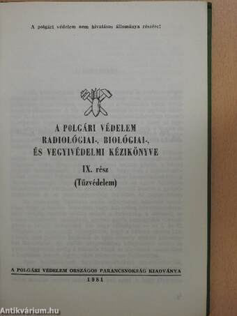 A polgári védelem radiológiai-, biológiai- és vegyivédelmi kézikönyve IX. (töredék)