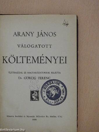 Arany János válogatott költeményei