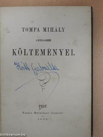 Tompa Mihály legujabb költeményei/Tompa Mihály versei VI.