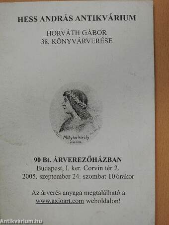 Hess András Antikvárium - Horváth Gábor 38. könyvárverése