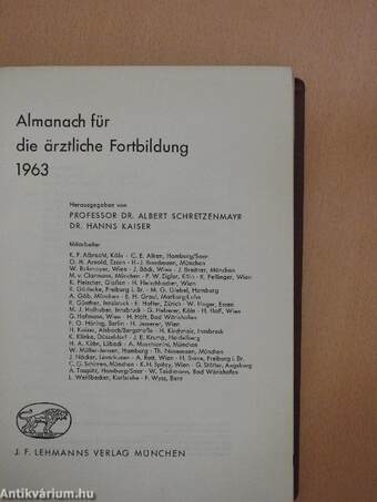 Almanach für die ärztliche Fortbildung 1963