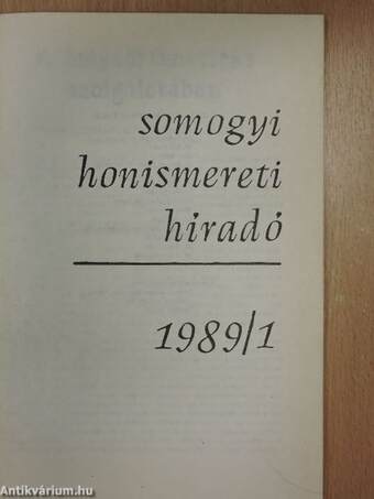 Somogyi Honismereti Híradó 1989/1.