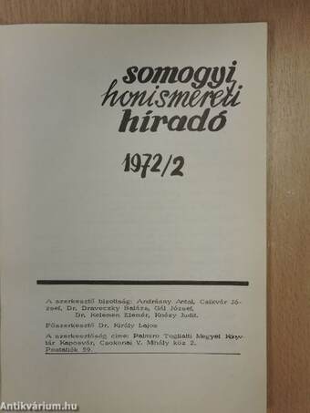 Somogyi Honismereti Híradó 1972/2.