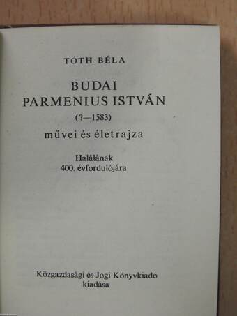 Budai Parmenius István (minikönyv) (számozott)