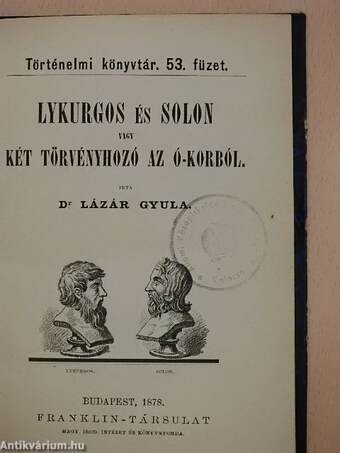 Lykurgos és Solon vagy két törvényhozó az Ó-korból
