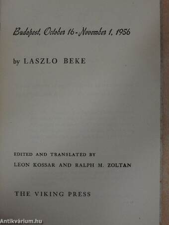 A Student's Diary: Budapest, October 16-November 1, 1956