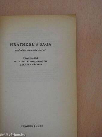 Hrafnkel's Saga and other Icelandic stories