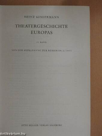 Theatergeschichte Europas IV. (töredék)