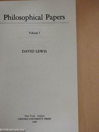 Philosophical Papers I.