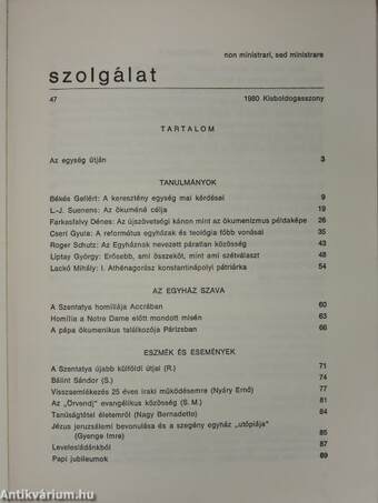 Szolgálat 1980. Kisboldogasszony