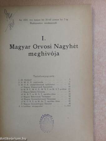 I. Magyar Orvosi Nagyhét meghivója