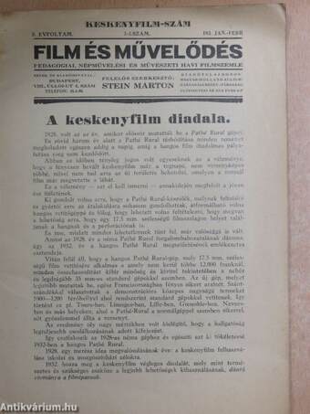 Film és Művelődés 1933. január-február