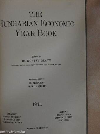 The Hungarian Economic Year Book 1941.