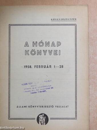 A hónap könyvei 1958. február 1-28