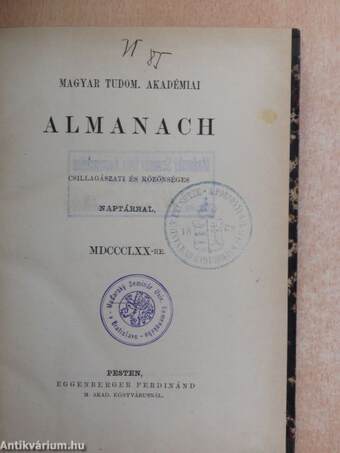 Magyar Tudom. Akadémiai almanach 1870.