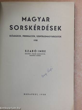 Magyar sorskérdések