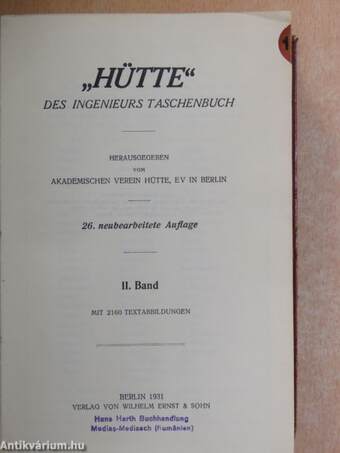 "Hütte" Des Ingenieurs Taschenbuch II. (töredék)