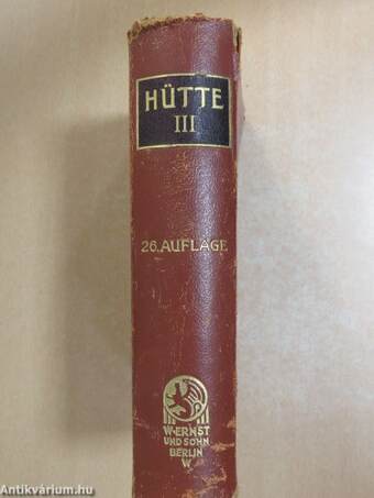 "Hütte" Des Ingenieurs Taschenbuch III. (töredék)