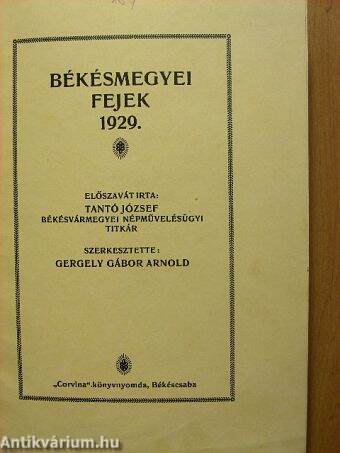 Békésmegyei Fejek 1929.