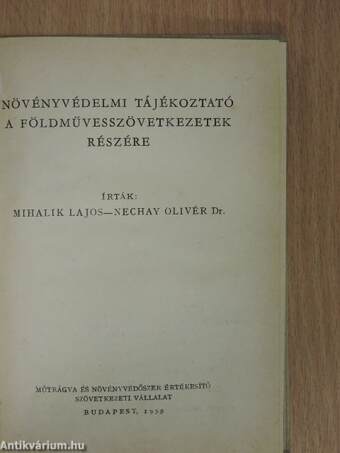 Növényvédelmi tájékoztató a földművesszövetkezetek részére