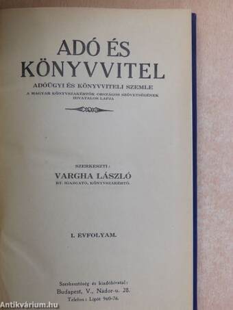 Adó és könyvvitel 1927.