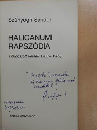 Halicanumi rapszódia (dedikált példány)