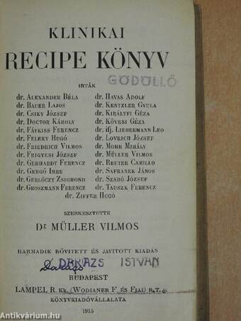 Klinikai recipe könyv