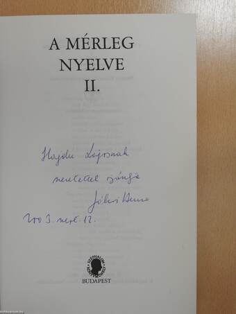 A mérleg nyelve II. (dedikált példány)