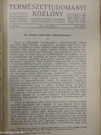 Természettudományi Közlöny 1929. január-december/Pótfüzetek a Természettudományi Közlönyhöz 1929. január-december