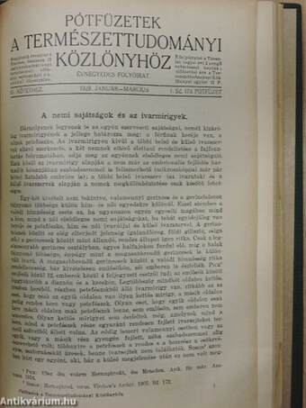 Természettudományi Közlöny 1929. január-december/Pótfüzetek a Természettudományi Közlönyhöz 1929. január-december