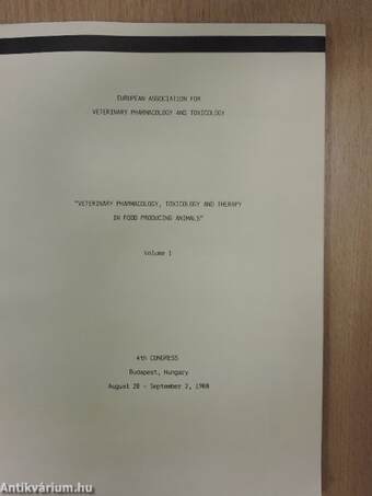 "Veterinary Pharmacology, Toxicology and Therapy in Food Producing Animals" I.