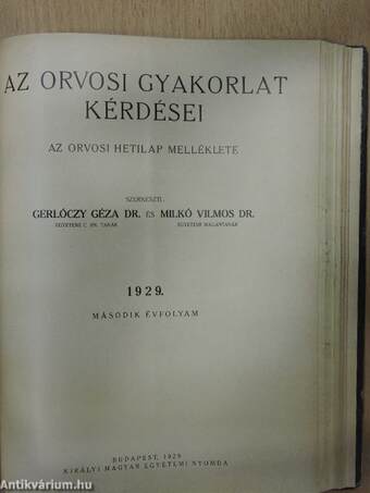 Orvosi Hetilap 1929. július-december (fél évfolyam)/Az orvosi gyakorlat kérdései 1929/1-52.