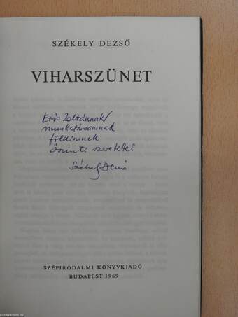 Viharszünet (dedikált példány)