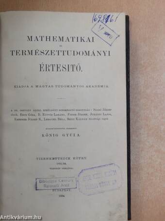 Mathematikai és Természettudományi Értesitő 1893-94.