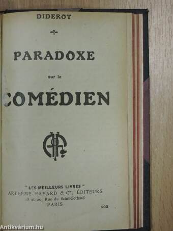 Le diable boiteux I-II./Paradoxe sur le Comédien