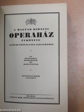 A Magyar Királyi Operaház évkönyve 50 éves fennállása alkalmából