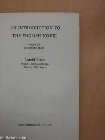 An Introduction to the English Novel 1.