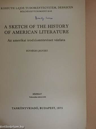 A Sketch of the History of American Literature