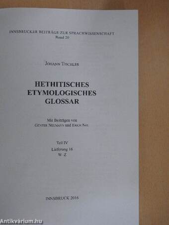 Hethitisches etymologisches Glossar IV