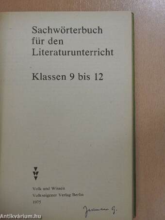 Sachwörterbuch für den Literaturunterricht