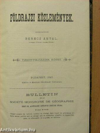 Földrajzi Közlemények 1890. január-december