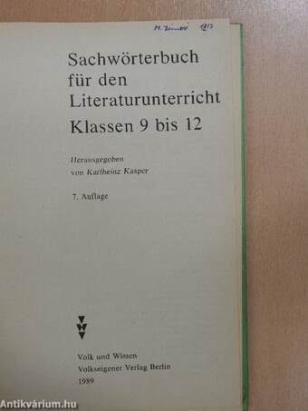 Sachwörterbuch für den Literaturunterricht