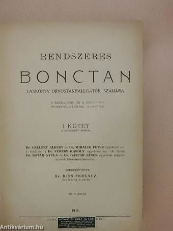 Rendszeres bonctan I-II.