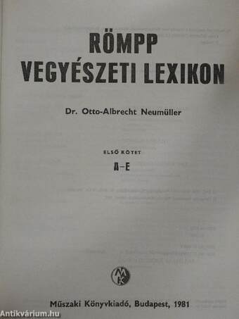 Römpp Vegyészeti Lexikon 1-4.