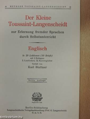 Der Kleine Toussaint-Langenscheidt Englisch