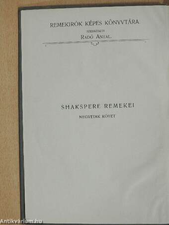 Shakspere remekei IV.