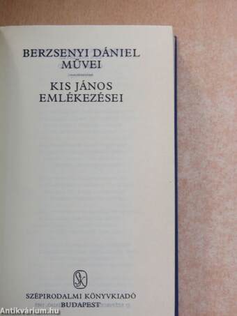 Berzsenyi Dániel művei/Kis János emlékezései