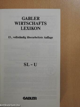 Gabler Wirtschafts Lexikon SL-U (töredék)