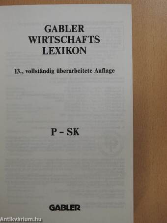 Gabler Wirtschafts Lexikon P-SK (töredék)